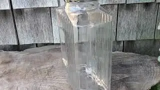 Anchor Hocking Vintage Glass Refrigerator Juice Jar Square Ribbed Jug Pitcher