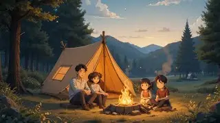A Small Family Camping Together | Ghibli Anime Style | cozy ghibli inspired animation 
