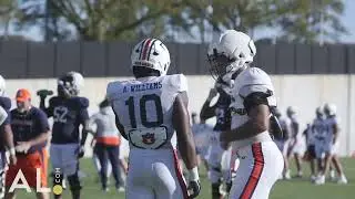 DEs Keldric Faulk and Amaris Williams work on technique during Auburn's first spring practice