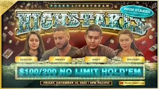 SUPER HIGH STAKES $100/200 w/ Andy, Sashimi, Britney, Henry & Peter!! Commentary by Charlie Wilmoth