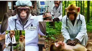 The Monkey as a Doctor Treating patient in forest, giving treatment to all animals in forest #monkey