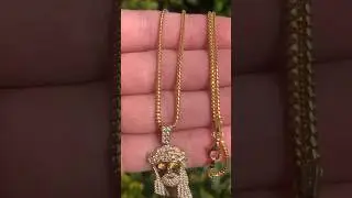 Цепочка If & Co Franco, 1,5 мм, 14-каратное золото✨ Микро-подвеска с изображением Иисуса VS+💎 22 ...