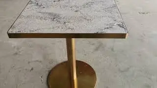 Viscount white granite dining table with gold table leg