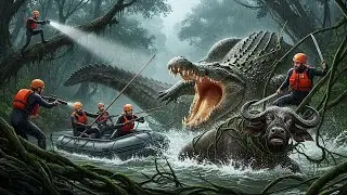 Courageous Rescue Team Battles Giant Crocodile to Save Trapped Mother Buffalo | Wildlife Rescue