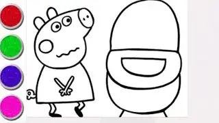 Peppa pig drawing painting and colouring for kids and Toddler||