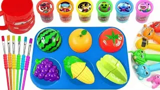 Satisfying ASMR 🌴 6 Plastic Toys Tropical Fruits Sprunki | Blue Super FORM 😍 Relaxing Video