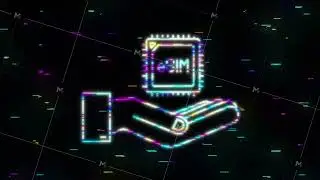 Glitch eSIM Embedded SIM card with hands icon symbol concept. new chip mobile cellular