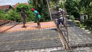 Slab construction steel work සැටලින් කම්බි වැඩ.top bottom bar #construction #slab
