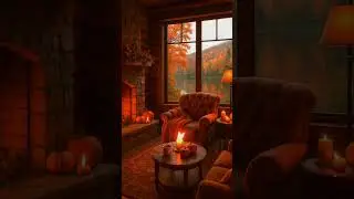Cozy Autumn Lake Cabin 🍂 Crackling Fireplace & Candlelight Ambience for Relaxation