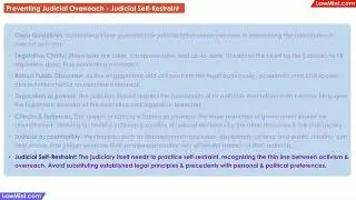 Judicial Self-restraint - Preventing Judicial Overreach - Interpretation of Statutes