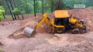 JCB Backhoe Widening the Mountain Road
