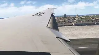 STRONG CROSSWIND LANDING IN LUANDA WING VIEW | B77W | MSFS2024 VATSIM