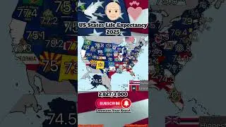 US States Life Expectancy 2025 | #shorts #geography #countries #states #unitedstates #lifeexpectancy