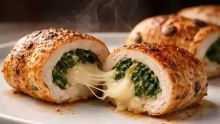 Прекратите жарить курицу! Эти запеченные рулетики с сыром и шпинатом просто невероятные!