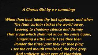 A Chorus Girl e e cummings Lyrics Words BEST trending line recited spoken read  ALONG