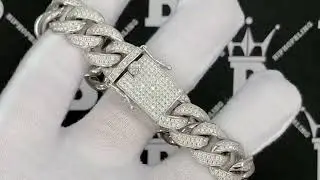 Cuban Moissanite Bracelet Iced Out Lock 15MM .925 Sterling Silver | Passes Diamond Testers