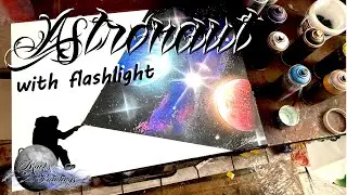 ASTRONAUT (with flashlight)-Spray Painting by MACK'S PAINTINGS