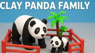 Clay Panda Family | Cute Clay Animals Making |  Miniature Clay Art | Polymer Clay Tutorial #panda