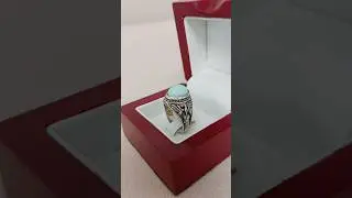 A silver ring with turquoise gem #silver #ring #turquoise #gem #gemcutting #gemcutter