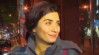 Gorgeous Tuba Büyüküstün during the filming of