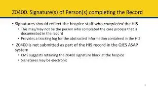 Module 2 Hospice Item Set: Section A, I, and Z