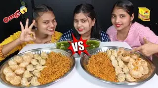 Maggi, Golgappa ( Pani Puri ) And Momos Eating Challenge | Spicy 🔥 Maggi, Golgappa, Momos Challenge