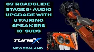 Stage 5 + Road Glide orange with 8 inch Cicada Speakers. Custom Bagger