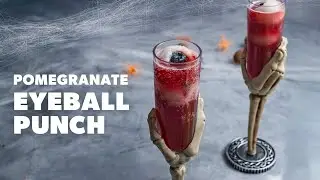 Pomegranate Eyeball Punch | Quick & Easy Spooky Halloween Drink | Lychee & Blueberry Mocktail Recipe