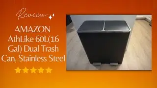 AMAZON AthLike 60L(16 Gal) Dual Trash Can, Stainless Steel Double Compartment Soft-Close Lid