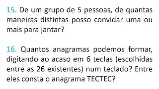 QUESTÕES 15 e 16 | Princípio Fundamental da Contagem.