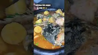 Catfish pepper soup served in a clay pot #cooking  #food #fishsoup #viralvideo