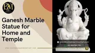 Beautifully Designed Ganesh Marble Statue for Home & Temple | Bhuvneshwari Moorti Art