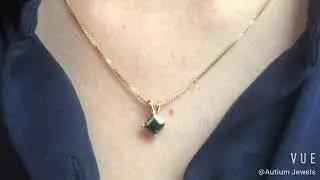 Denisa Green Tourmaline Solitaire Pendant, SiDianJin Set, Modern Dowry, 18k Yellow Gold, 2020-21