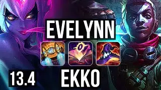EVE vs EKKO (JNG) | 18/2/12, 7 solo kills, 67% winrate, Legendary | KR Master | 13.4