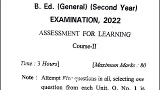 CRSU Assessment for Learning Re-appear Exam Question Paper 2022 (April)