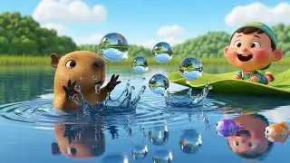 Baby Capybara Shared a Splashy Smile 🐾💦 | Funny Toddler Song for Kids