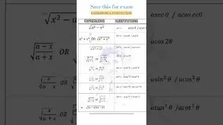 Integration Expressions & Substitutions Table | Quick Revision #shorts #youtubeshorts #mathematics