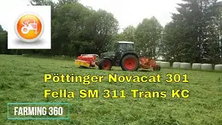 Fendt 415 Vario working with P&ouml;ttinger Novacat 301 Alpha Motion front and Fella SM 311 rear mowers