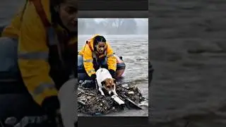 Extreme Animal Rescue: Dog Trapped on Debris Island During Flood. #animalrescue #floodrescue #rescue