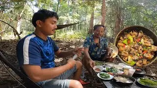 Set up camp by the water in the morning, grill eel and fish fillets./part2