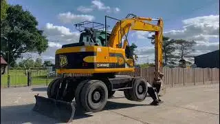 JCB JS130W 4WD WHEELED EXCAVATOR C/W BLADE & 2 X SUPPORT LEGS