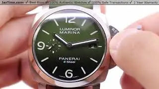 ▶ Panerai Luminor Marina ESteel&trade; Verde Smeraldo Steel 44mm Green Dial Nylon Strap PAM01356 - REVIEW