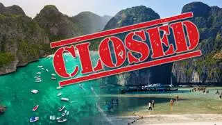 Maya Beach closed, Thai island of Koh Phi Phi Leh, The Beach with Leonardo di Caprio, mass tourism