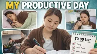Productive Day at Home | Studying📚Cooking🍳& Washing🧺| Study With Me🙇‍♀️|Doing Everything in One Day 