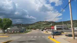 [4k]Driving through downtown Sturgis, South Dakota- A month before the Sturgis Motorcycle Rally 2023