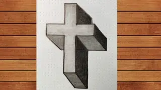 How to draw a Christian cross 3D l 3D easy drawing of cross 