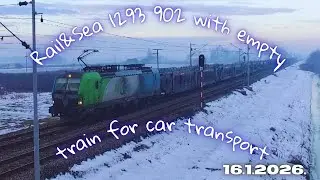 Rail&Sea 1293 902 with empty train for car transport (Staro Topolje, 16.1.2025.)