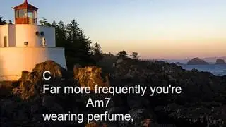 Stevie Wonder-Lately Lyrics on screen with chords