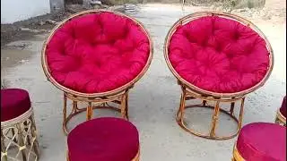 Big Size Cane Anda Chair With Cane Stool And Cushion For Restaurant And Cafe Use