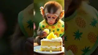 Baby monkey eating cake 🎂 #unfrezzmyaccount #monkeyvideo #eating #cute #cutmoney #fypppppppppppp